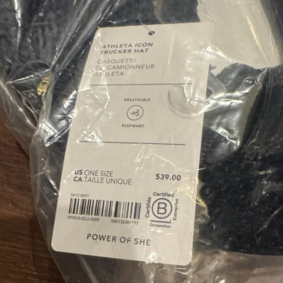 Athleta NWT Icon Navy Mesh Logo Trucker Cap - Picture 5 of 6